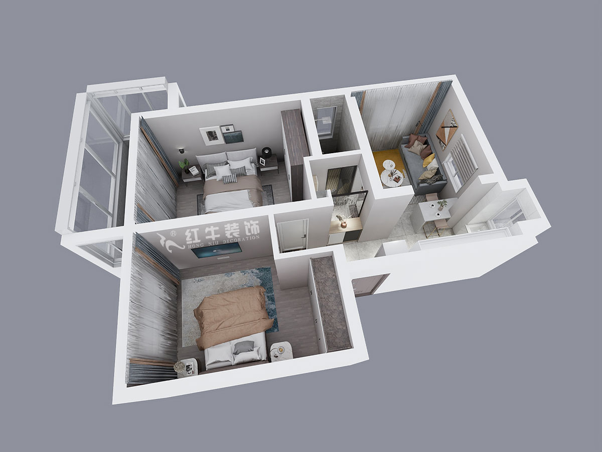 刘晓芳｜大树根24-7（401）-63㎡-现代风格｜2室2厅1卫｜老房装修｜定制家￥94000｜全包9